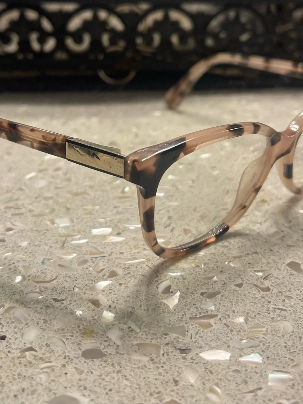 Kate Spade Tortoiseshell Cat-Eye Glasses - Pink Beige & Black